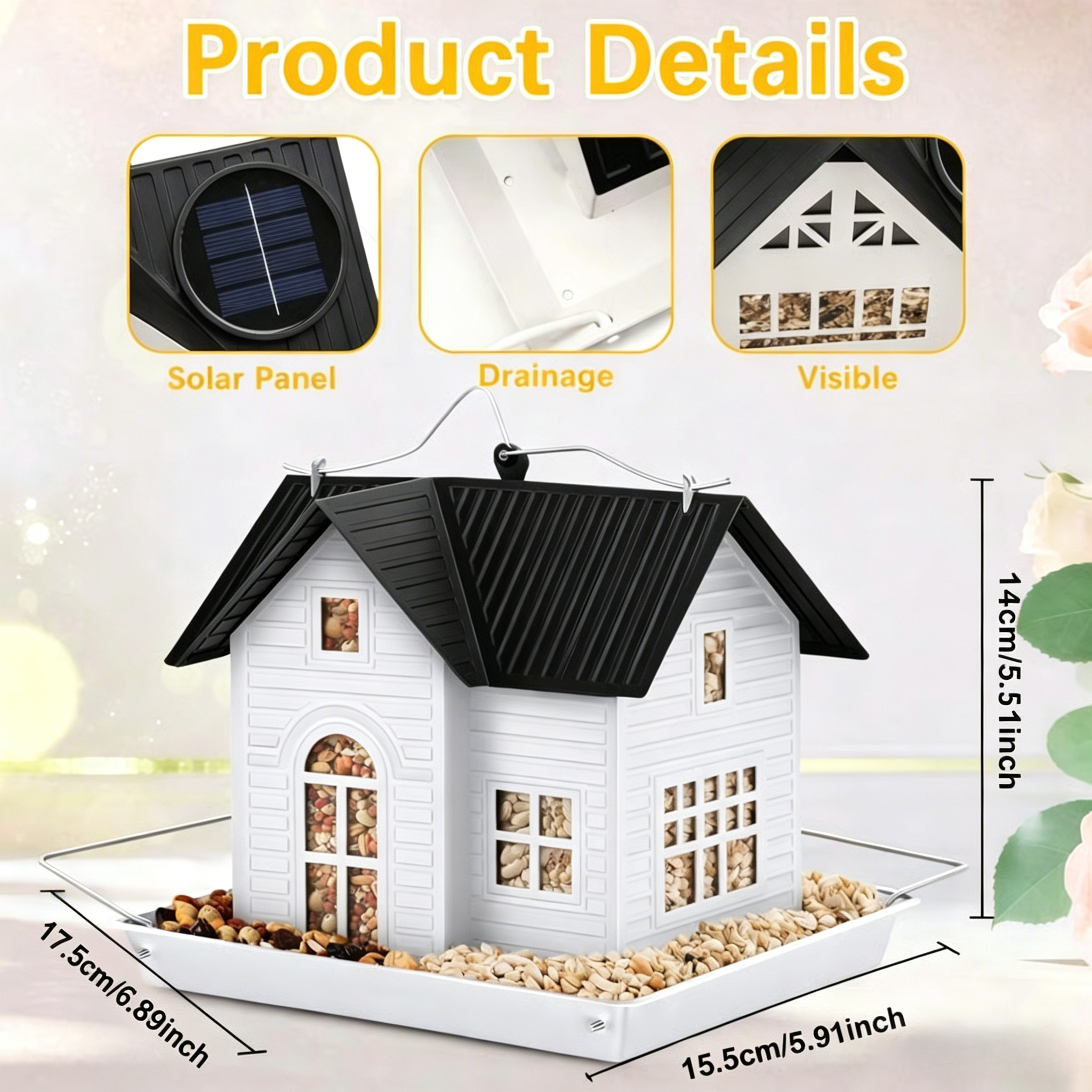 🌟Flash Sale-50% Off!🌟Solar Window Bird Feeder with Auto-Glow Light – Day & Night Bird Watching🐦
