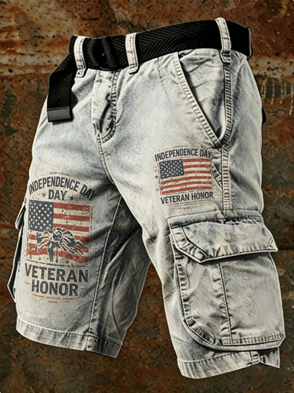Men's Independence Day Veteran Honor Art Print Casual Shorts