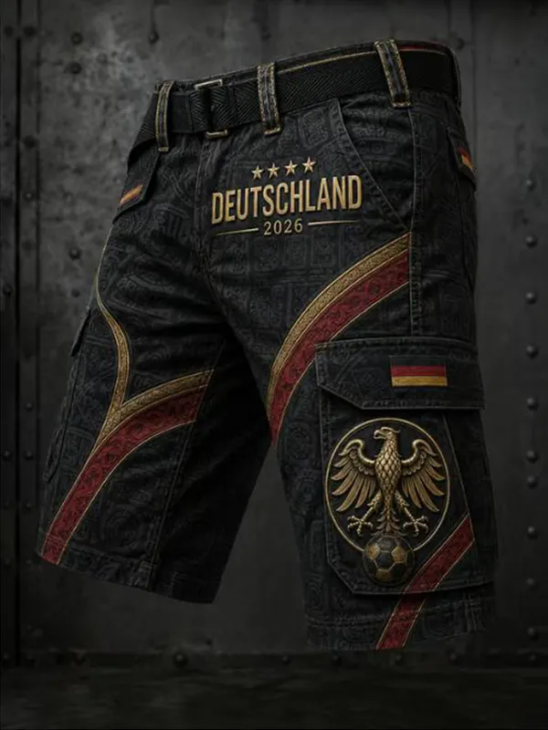 Men's DEUTSCHLAND 2026 Eagle Emblem Print Cargo Shorts