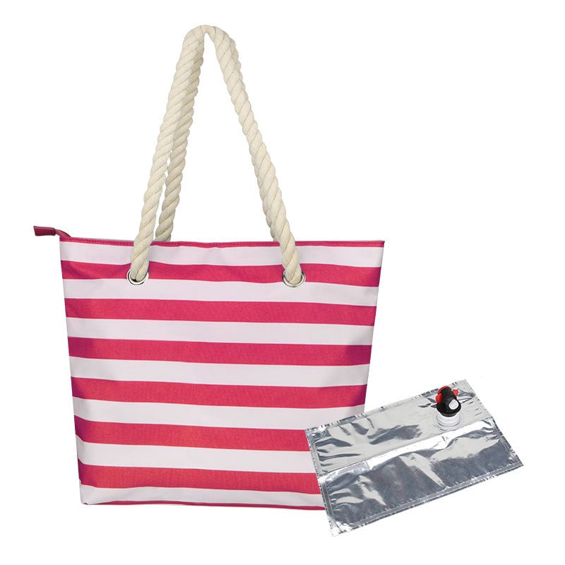 Beach Wine Tote Bag Wine Cooler Bag Leakproof Insulated Purse Carrier With Spout