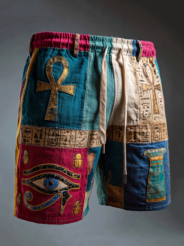 Men's Eye Of Horus And Ankh Symbols Of Ancient Egypt Art Print Casual Shorts