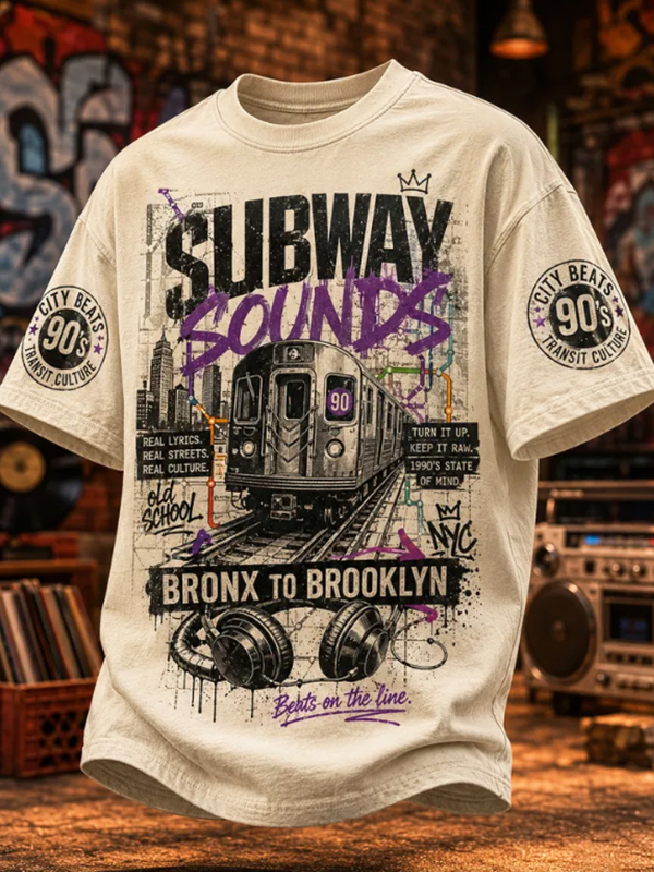 Men's NYC Subway Sounds Bronx To Brooklyn Print T-Shirt