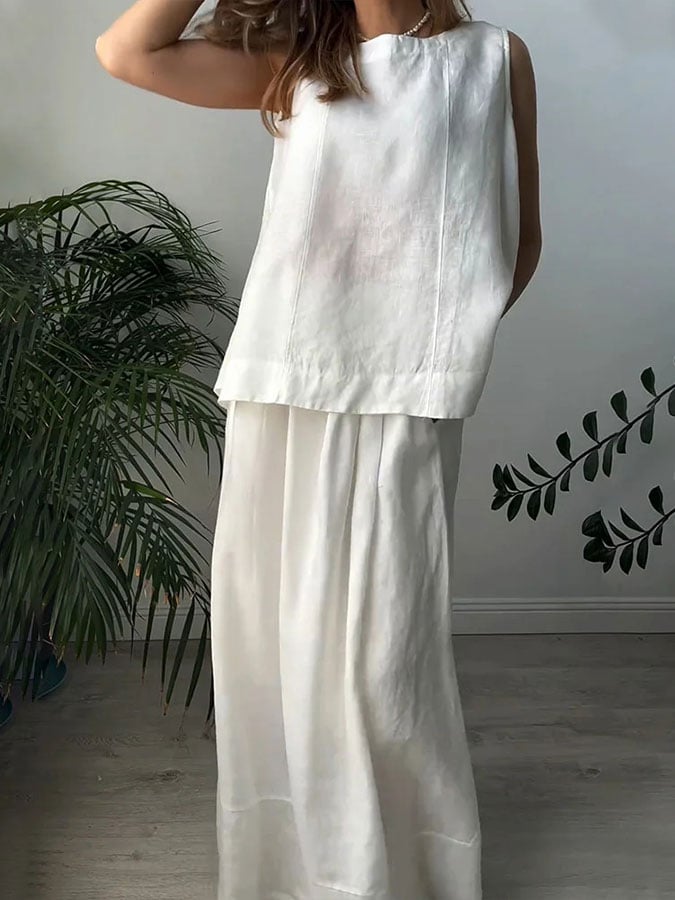 Women's cotton and linen casual suit