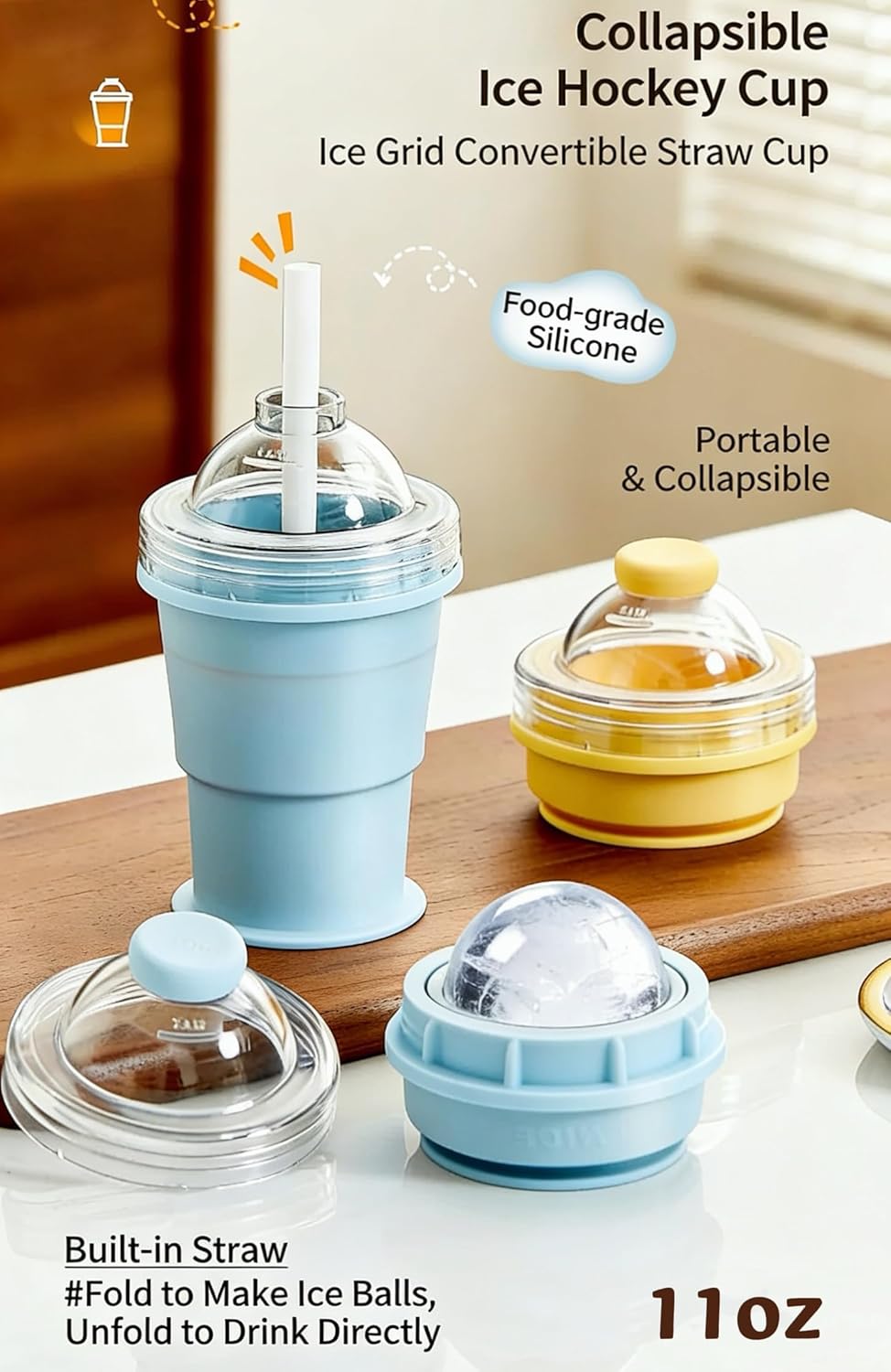 🔥2-in-1 Collapsible Silicone Ice🧊 Ball Maker Cup