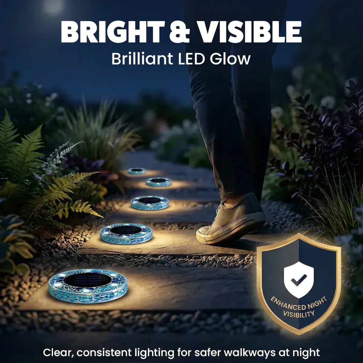 🛋️Solar Mosaic Disk Lights – Waterproof LED Pathway Lights with Auto On/Off