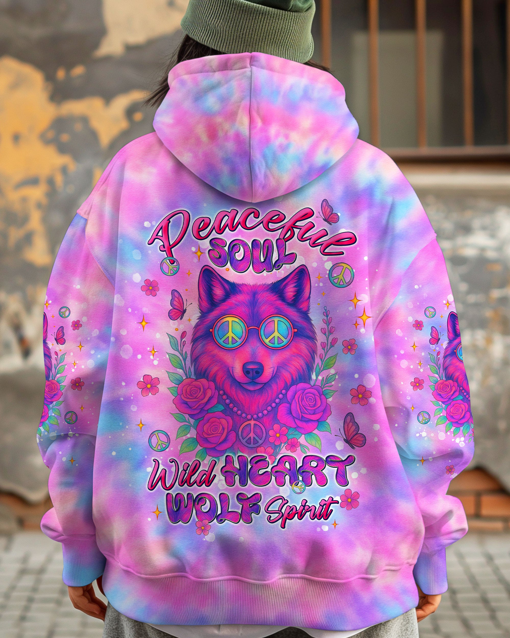 PEACEFUL SOUL WILD HEART WOLF SPIRIT TIE DYE ALL OVER PRINT - TLNT2306252