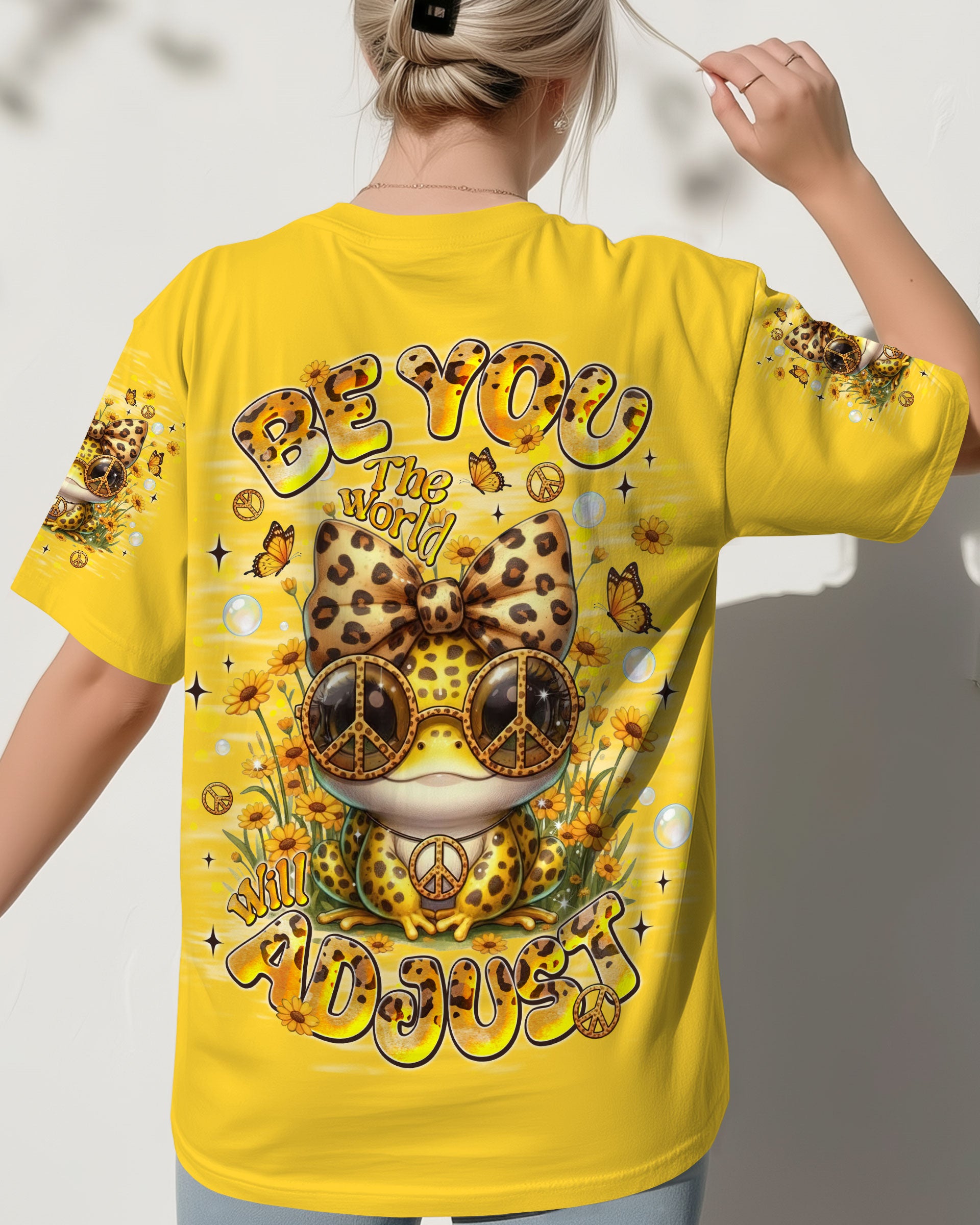 BE YOU THE WORLD WILL ADJUST LEOPARD FROG ALL OVER PRINT - TLNT1301261