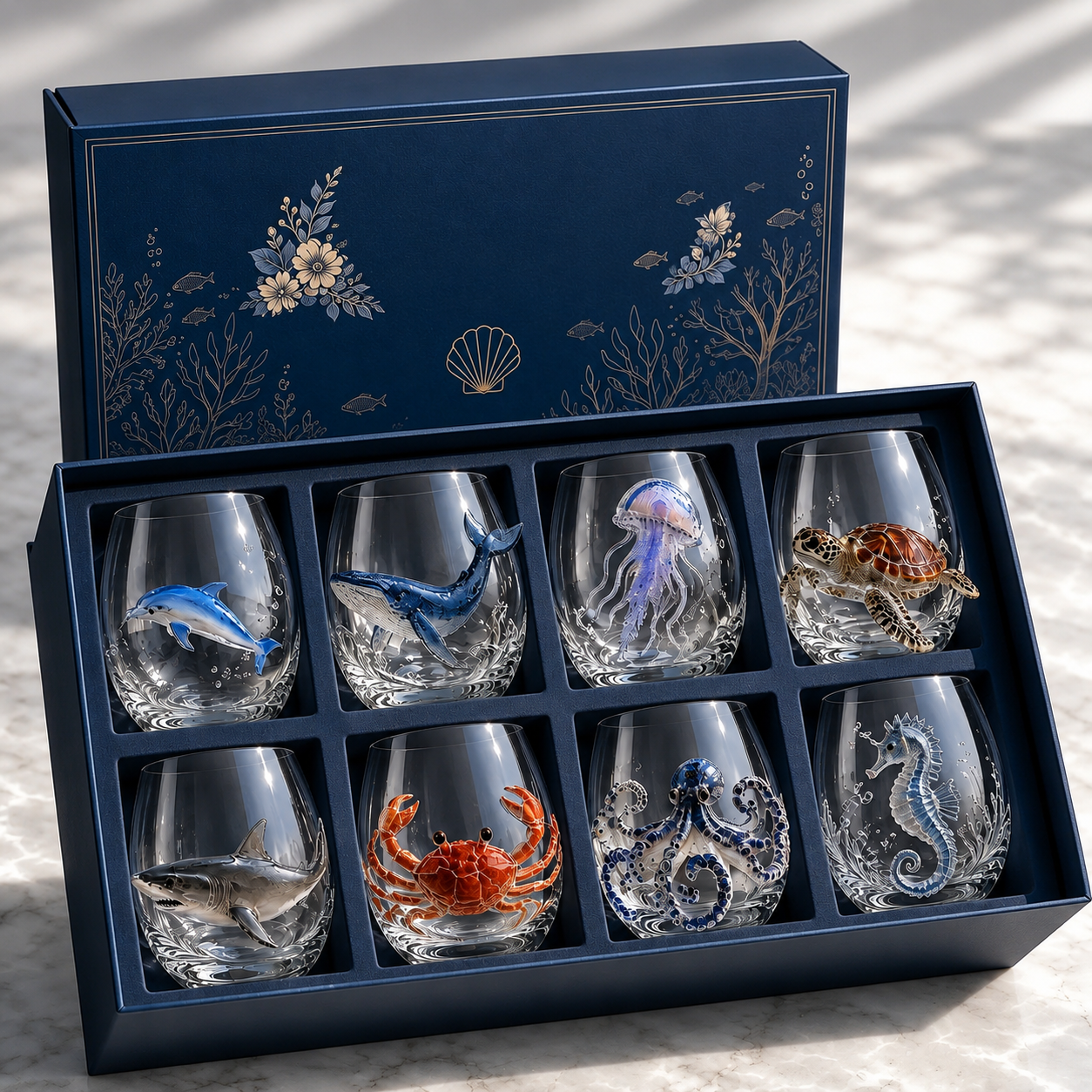 🌊 Artisanal 3D Ocean Life Glass – A Tiny Underwater World in Every Sip ✨