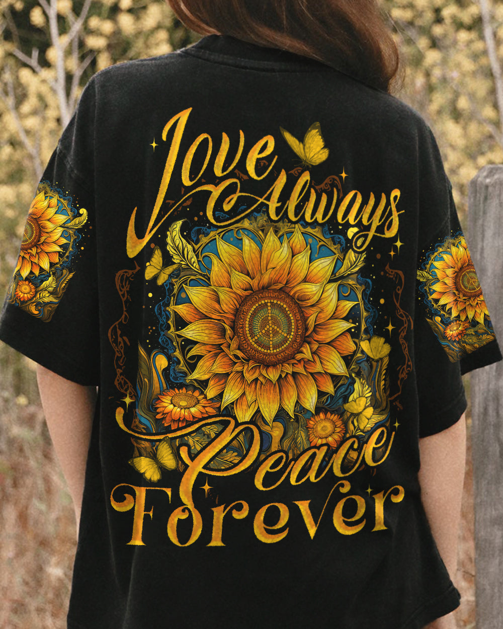 PEACE FOREVER SUNFLOWER ALL OVER PRINT - TYTD1307232