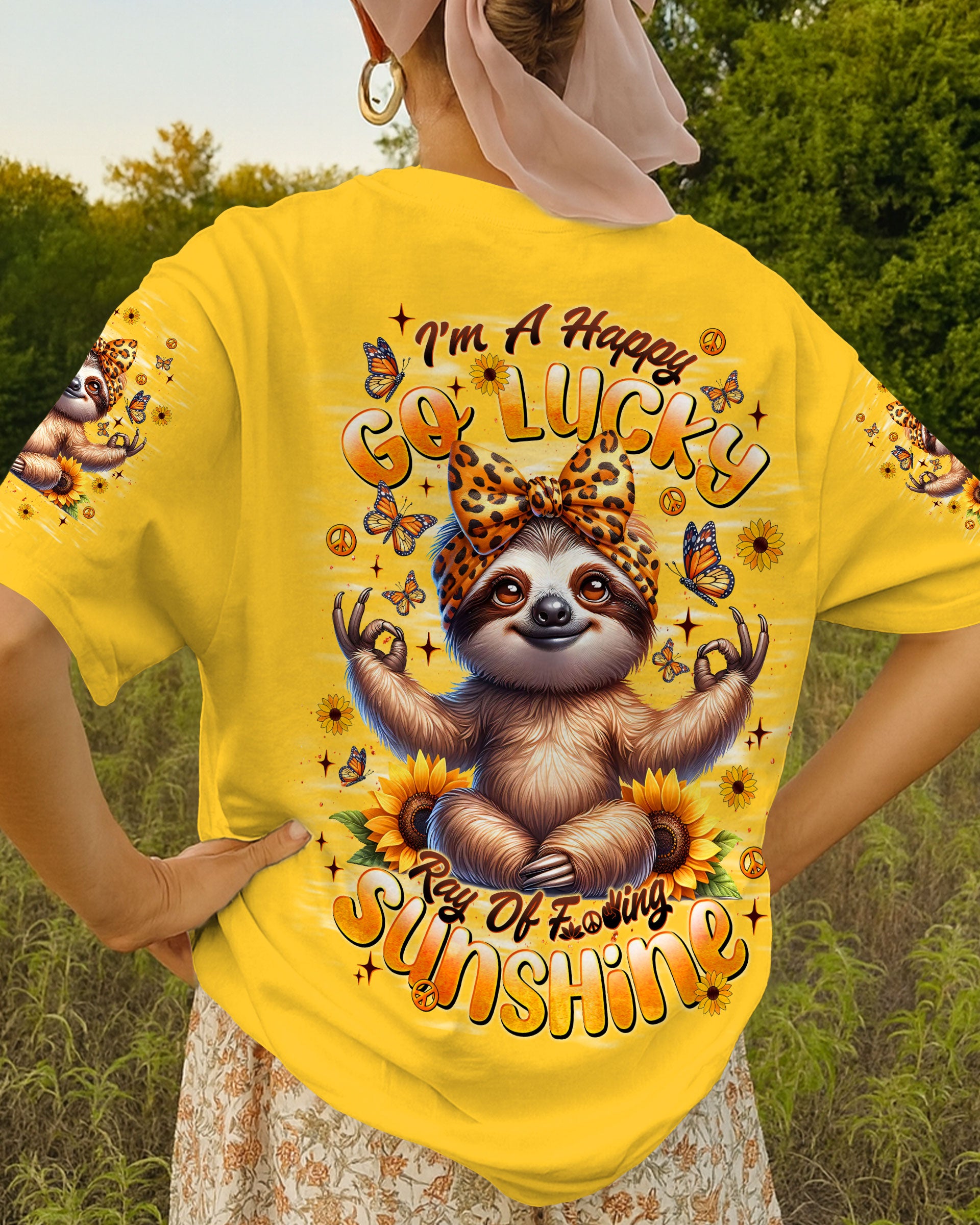 I'M A HAPPY GO LUCKY SLOTH SUNFLOWER ALL OVER PRINT - TLNT2810251