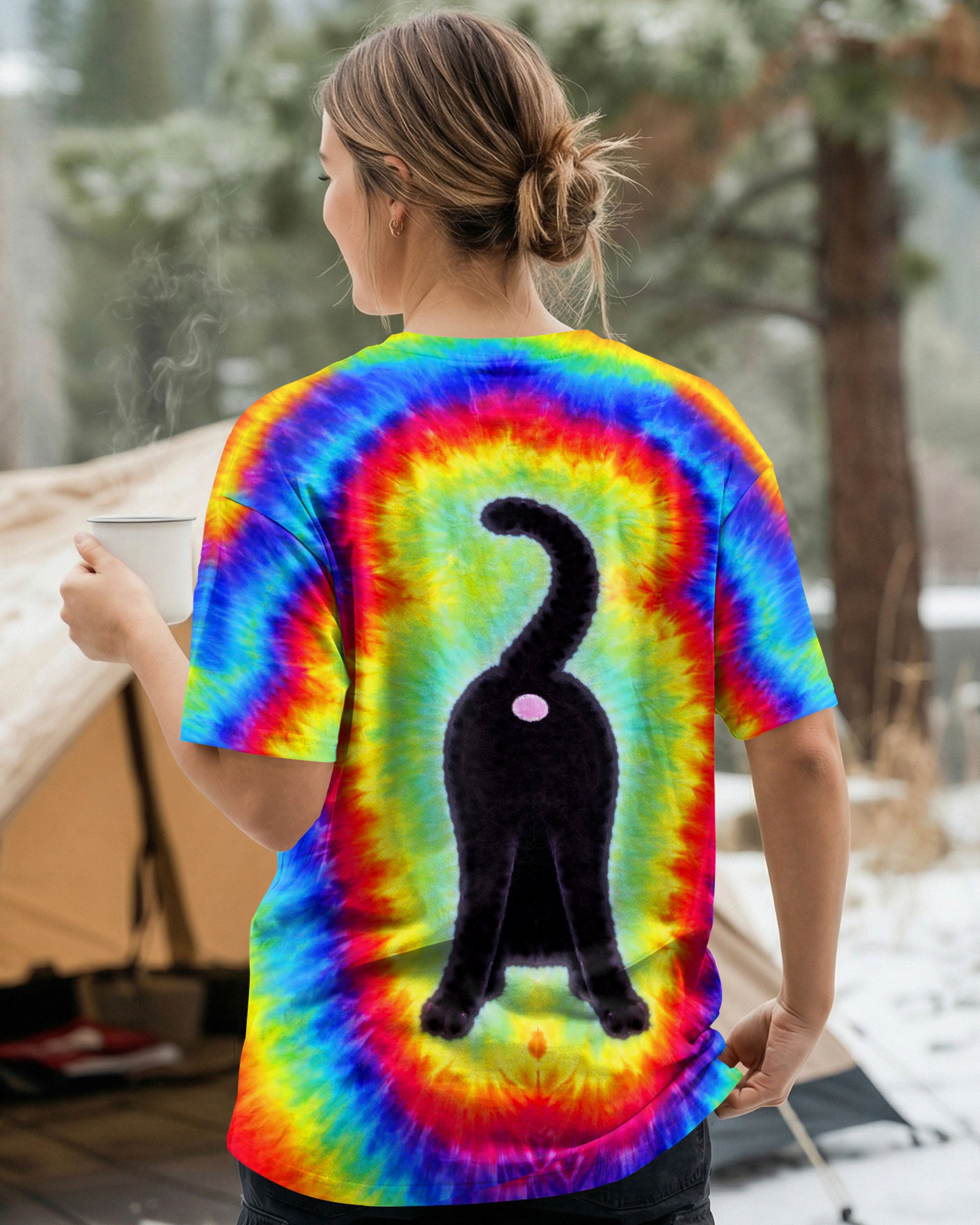 BLACK CAT PLAYFUL  SWIRL ALL OVER PRINT  - TLNT2801261