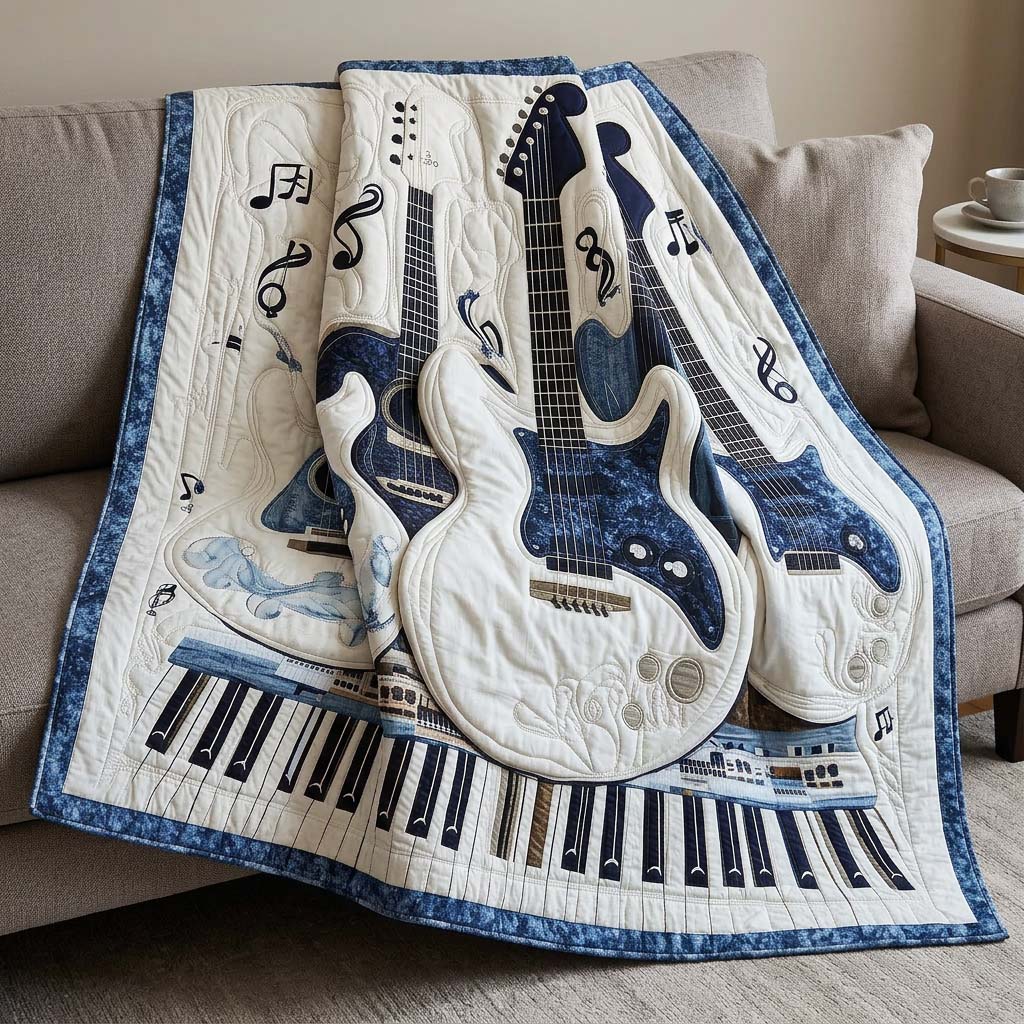 Elegant Guitar Quilted Blanket GFTOQA2281