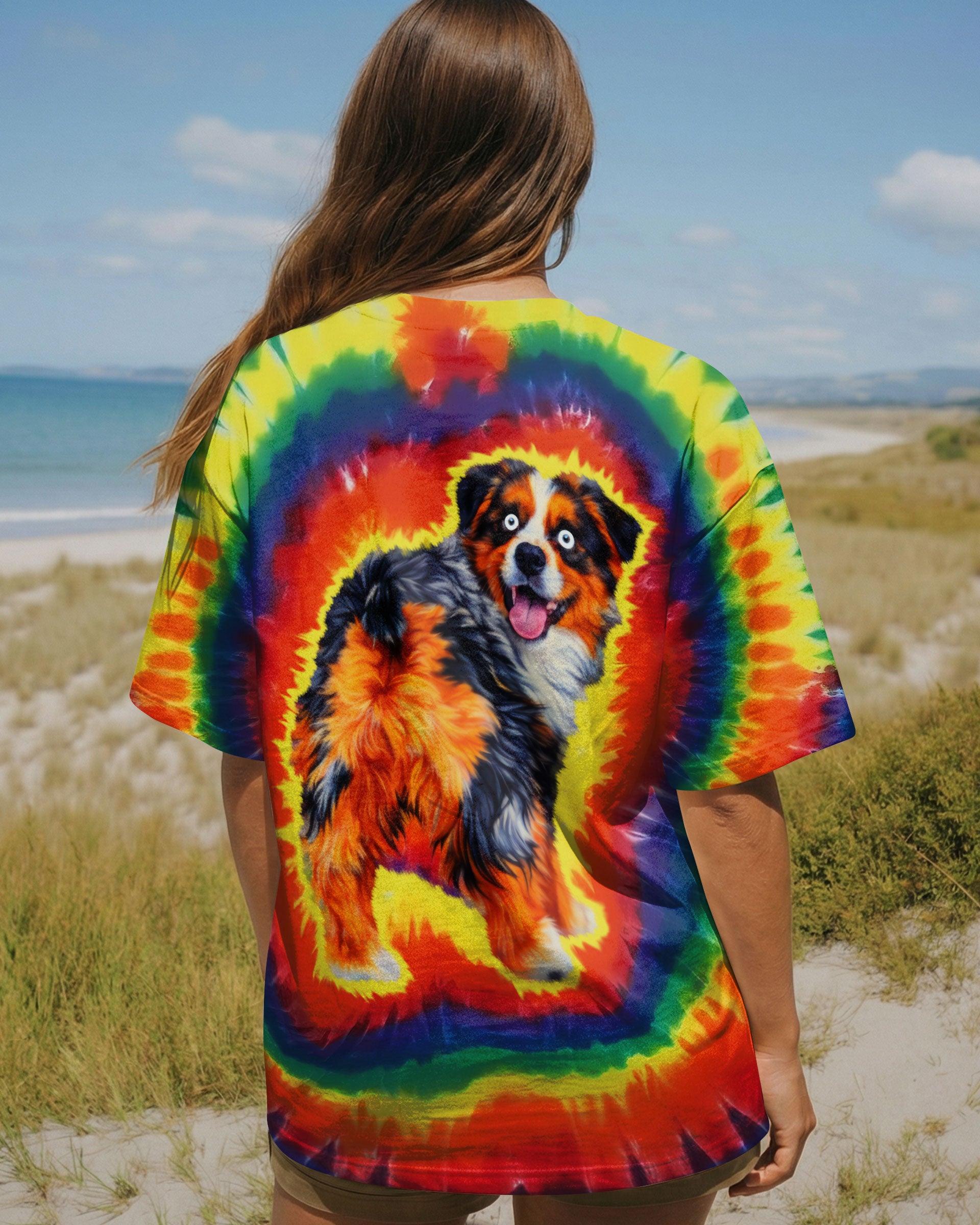 AUSTRALIAN SHEPHERD DOG COLORFUL SWIRL ALL OVER PRINT - TLTW1201261