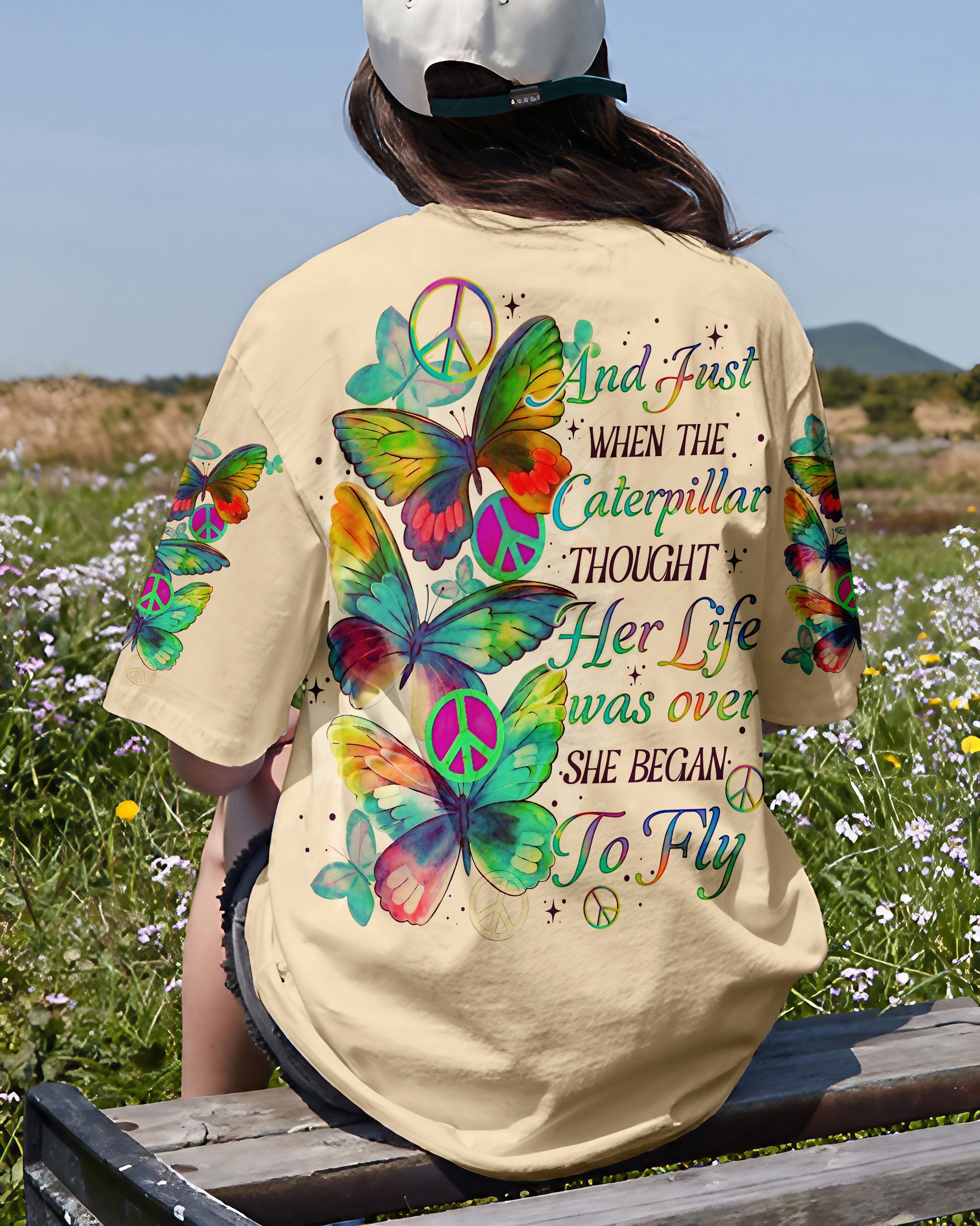 SHE BEGAN TO FLY BUTTERFLY ALL OVER PRINT - TLNO0407232