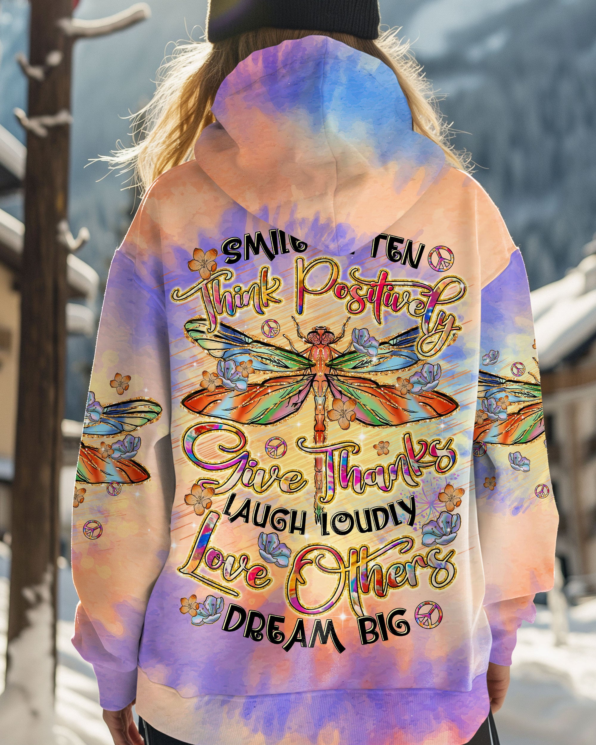 SMILE OFTEN THINK POSITIVELY DRAGONFLY ALL OVER PRINT - TLTR2312242