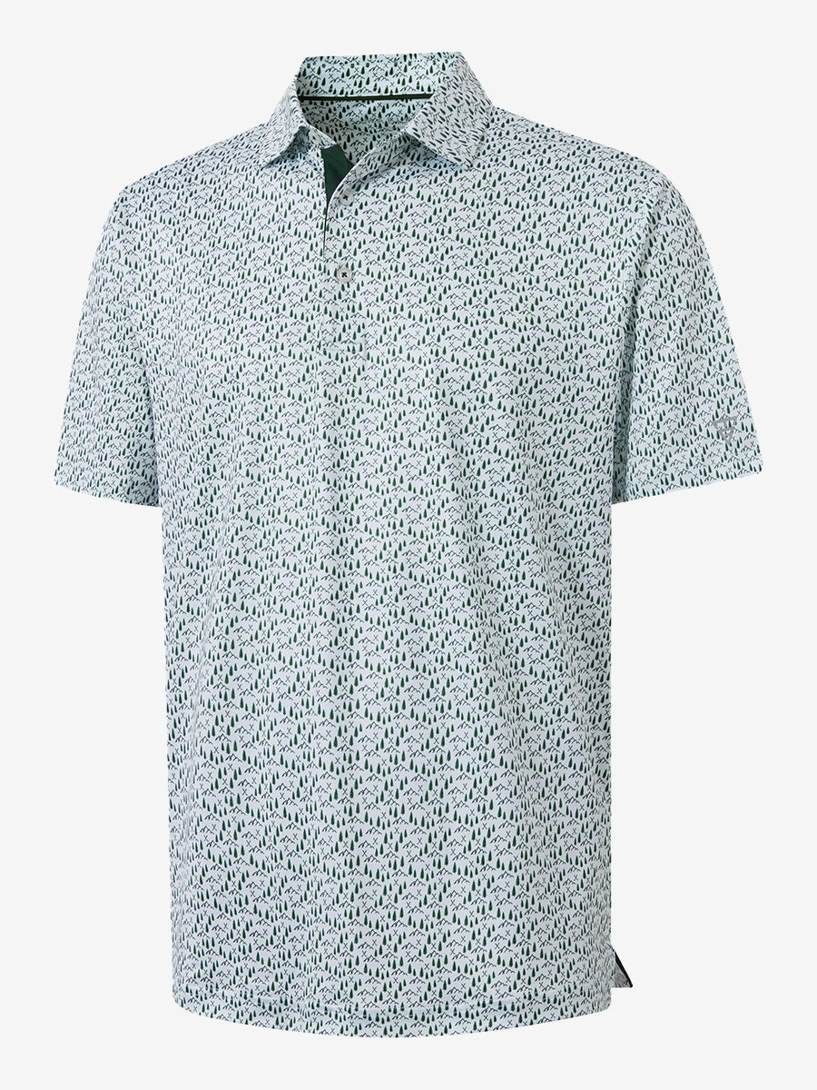 Swing in Style: 4-Way Stretch Performance Printed Golf Polo