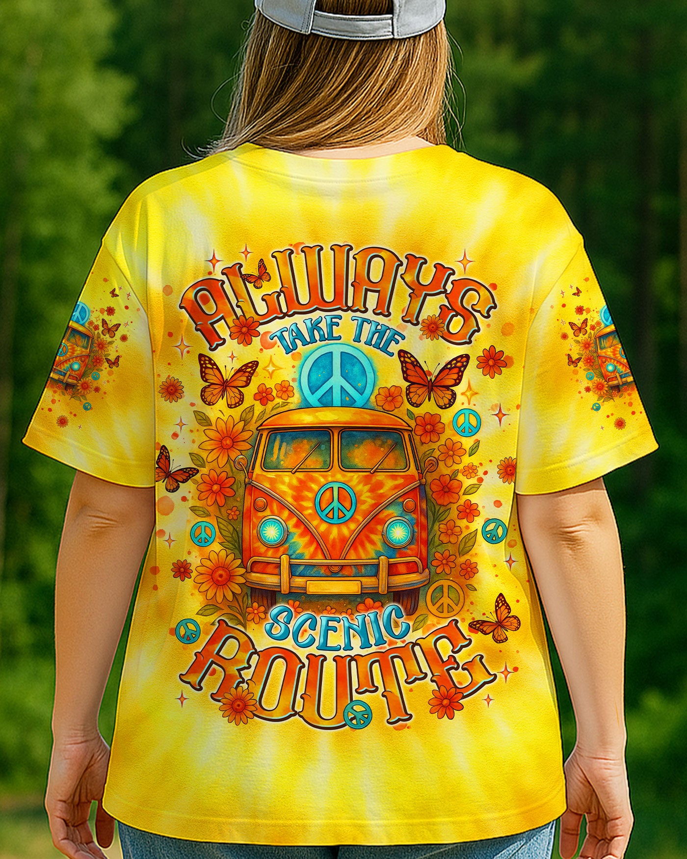 ALWAYS TAKE THE SCENIC ROUTE TIE DYE CAR ALL OVER PRINT  - TLNT1707253