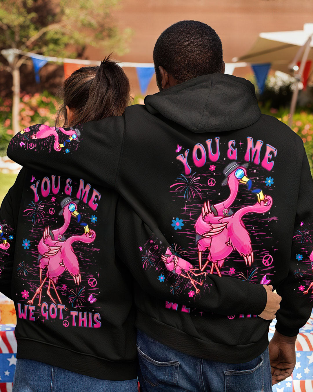 YOU & ME WE GOT THIS FLAMINGO COUPLE ALL OVER PRINT - YHHN2008252