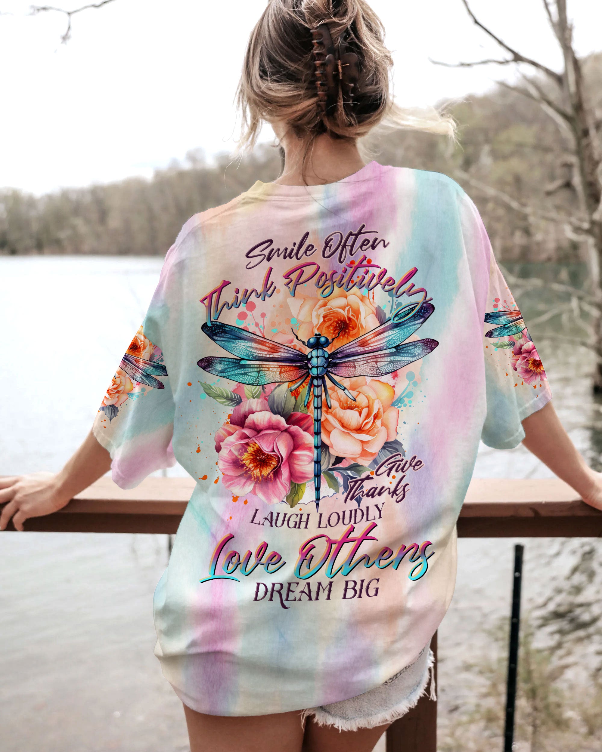 SMILE OFTEN THINK POSITIVELY DRAGONFLY ALL OVER PRINT - TLTR1006232