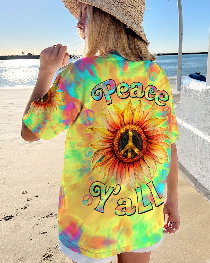 PEACE Y'ALL SUNFLOWER TIE DYE ALL OVER PRINT - TLTW2406231