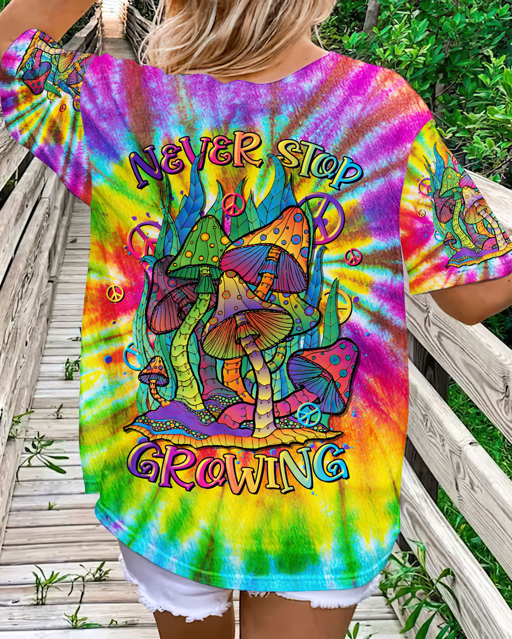 NEVER STOP GROWING MUSHROOM TIE DYE ALL OVER PRINT - TLTR2206231