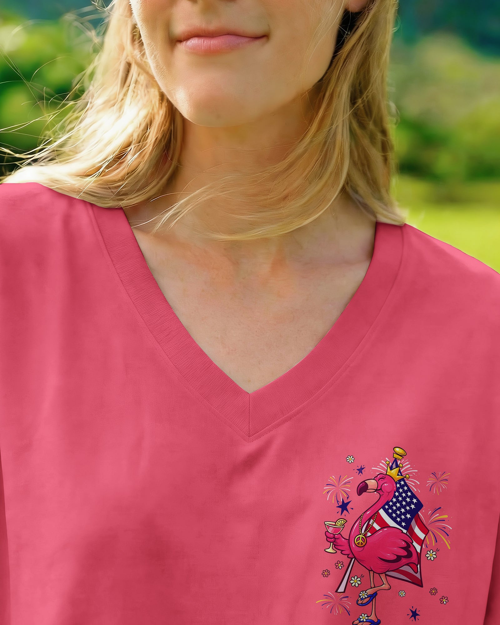 PRETTY IN PINK FLAMINGO RED WHITE & BLUE  ALL OVER PRINT - TLHG2403261