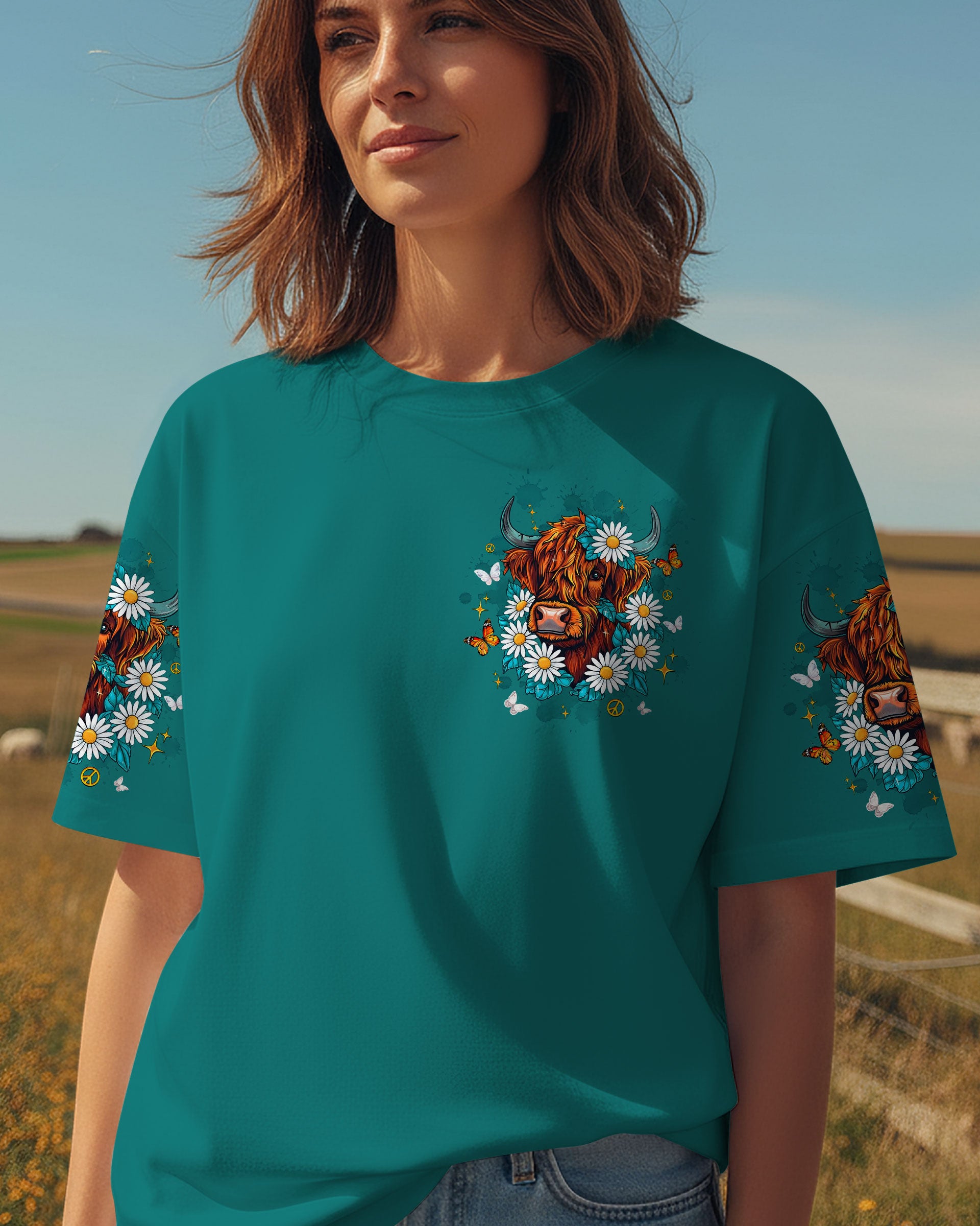 HEIFER SWITCH COW DAISIES ALL OVER PRINT - TLTW2910251