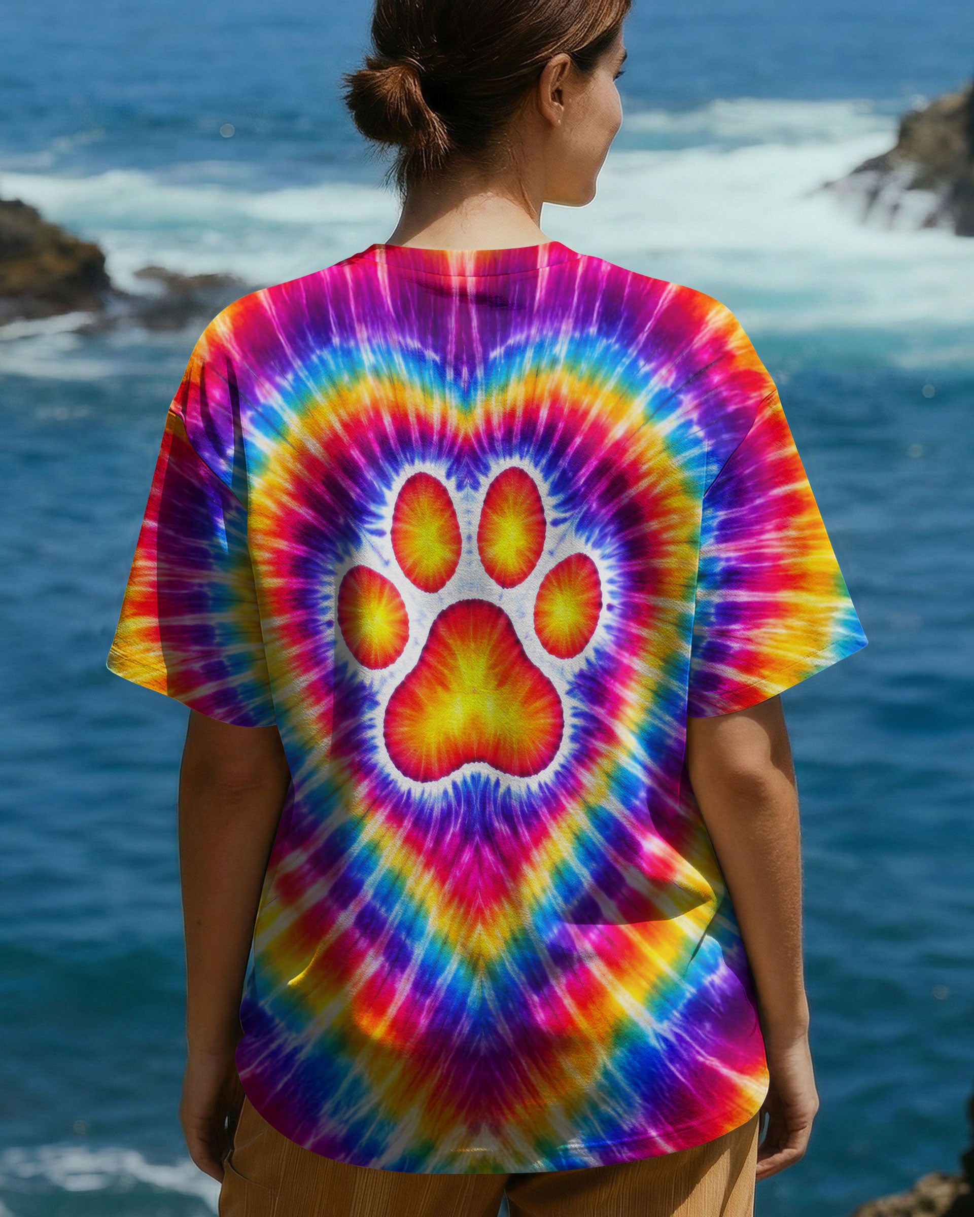 PAW PRINT HEART COLORFUL SWIRL ALL OVER PRINT  - TLTW0501261