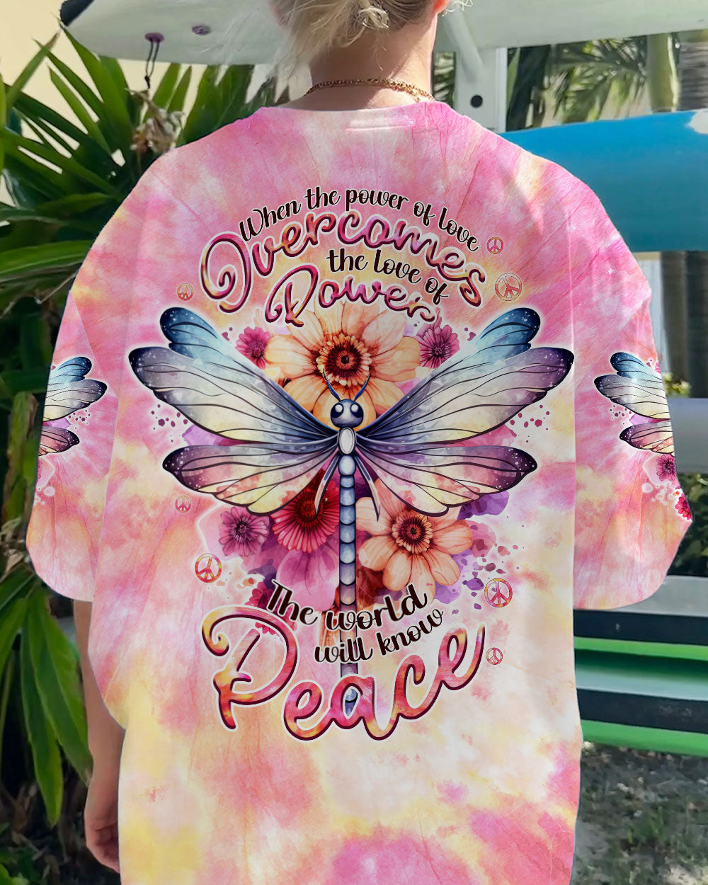 THE WORLD WILL KNOW PEACE DRAGONFLY TIE DYE ALL OVER PRINT - TLNT0507234