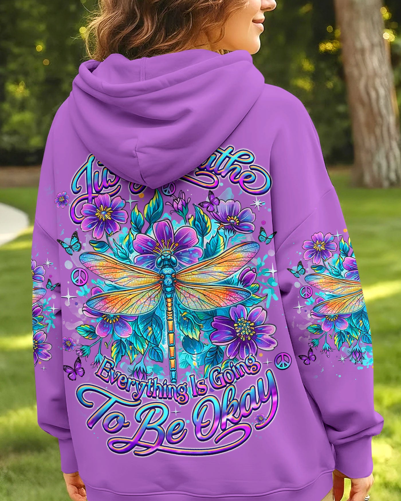 JUST BREATHE DRAGONFLY FLORAL ALL OVER PRINT - TLHN2403262