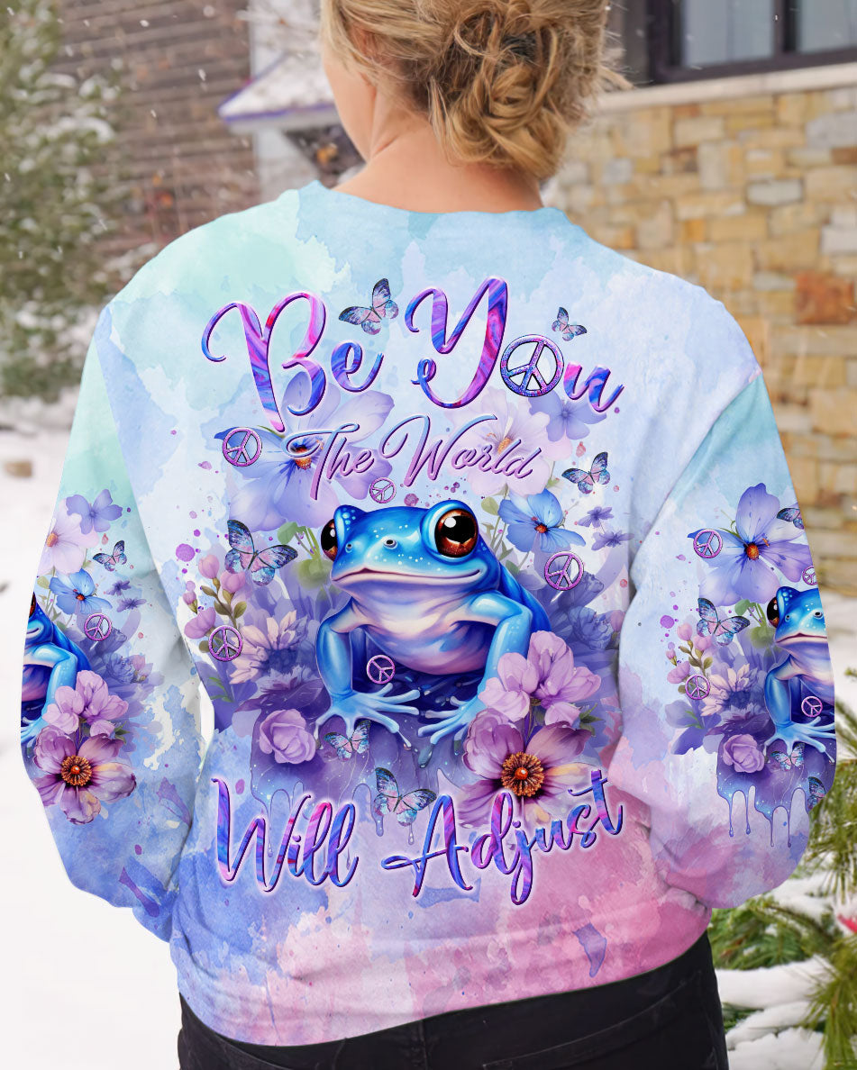 BE YOU THE WORLD WILL ADJUST FROG PURPLE ALL OVER PRINT - TLTR0712231