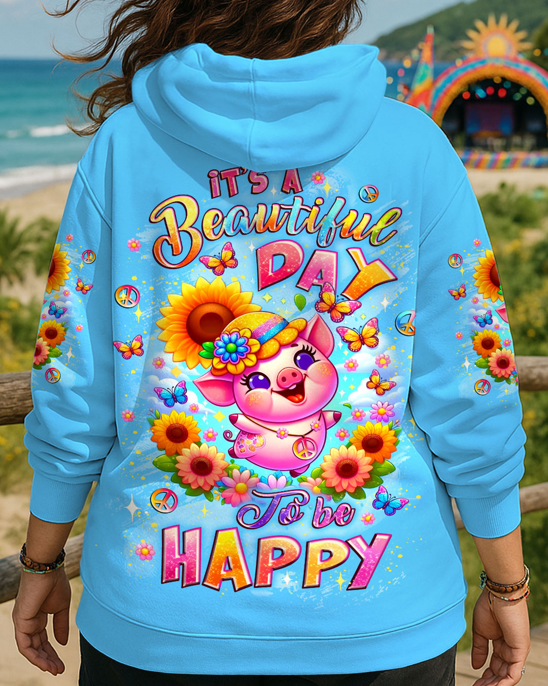 IT'S A BEAUTIFUL DAY TO BE HAPPY PIG ALL OVER PRINT - YHLT1908252
