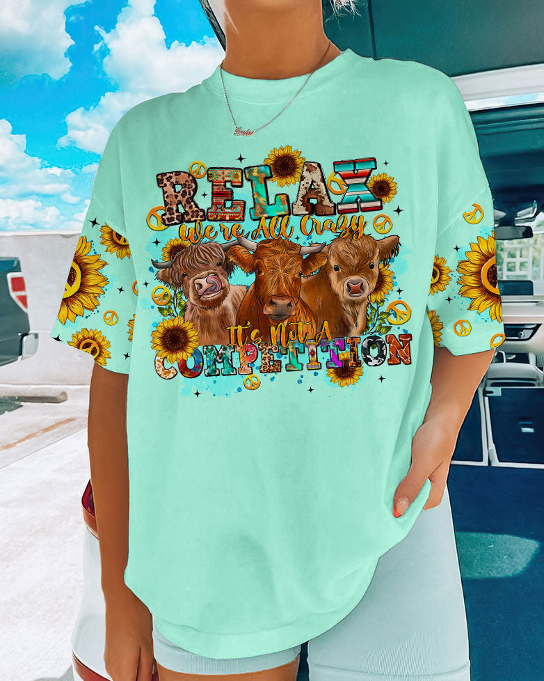 RELAX WE'RE ALL CRAZY COW ALL OVER PRINT - TLTR2308231