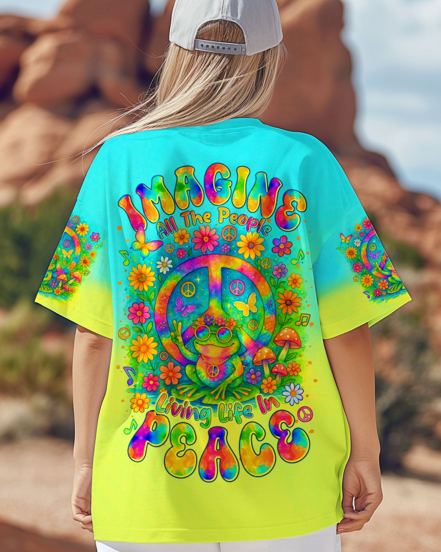 IMAGINE ALL THE PEOPLE LIVING LIFE IN PEACE FROG  ALL OVER PRINT   - TLTR1804251