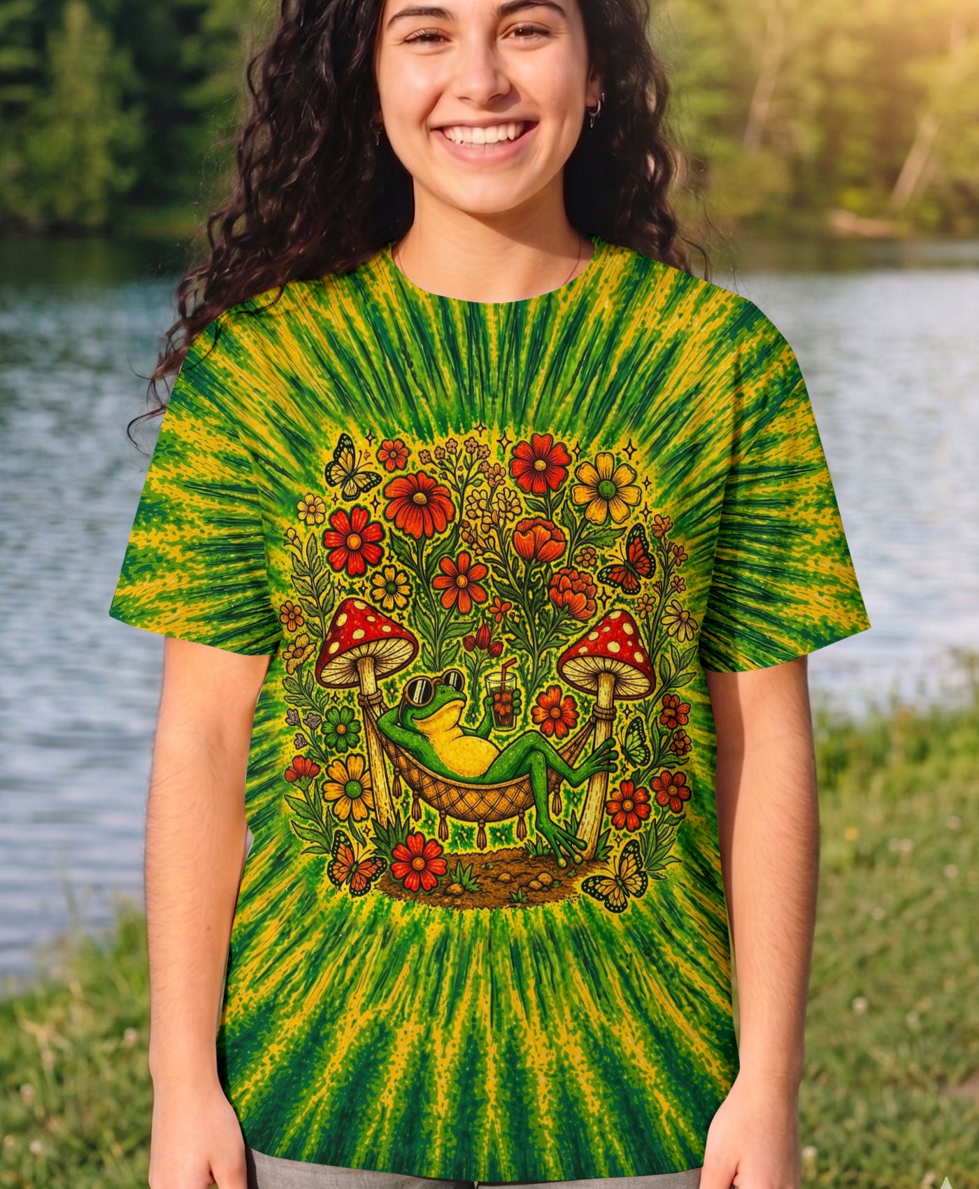 I WAS SIMPLY BORN TO DILLY DALLY FROG ALL OVER PRINT  - TLHN2404263