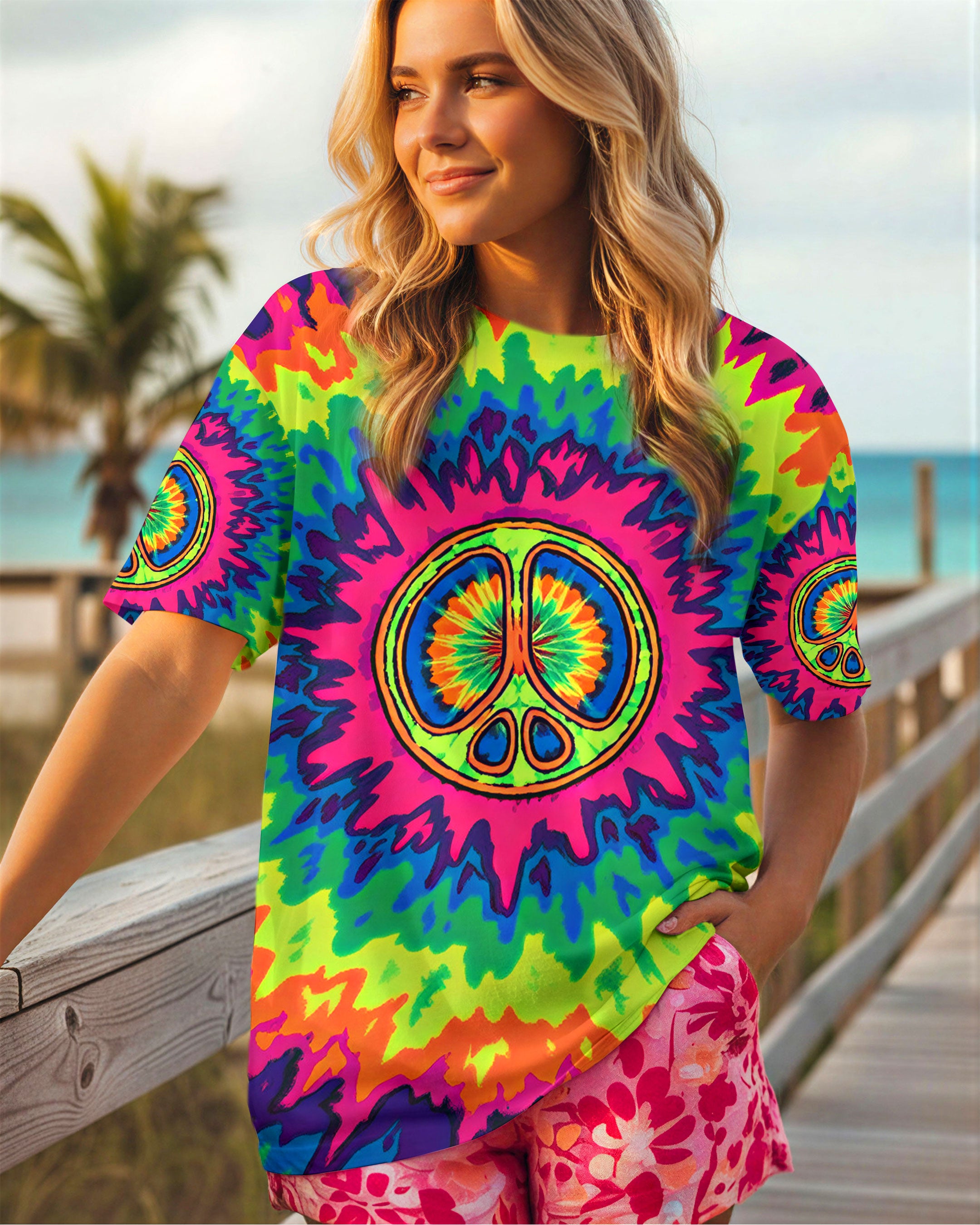 NEON TRIPPY PEACE ALL OVER PRINT - YHHN0801262