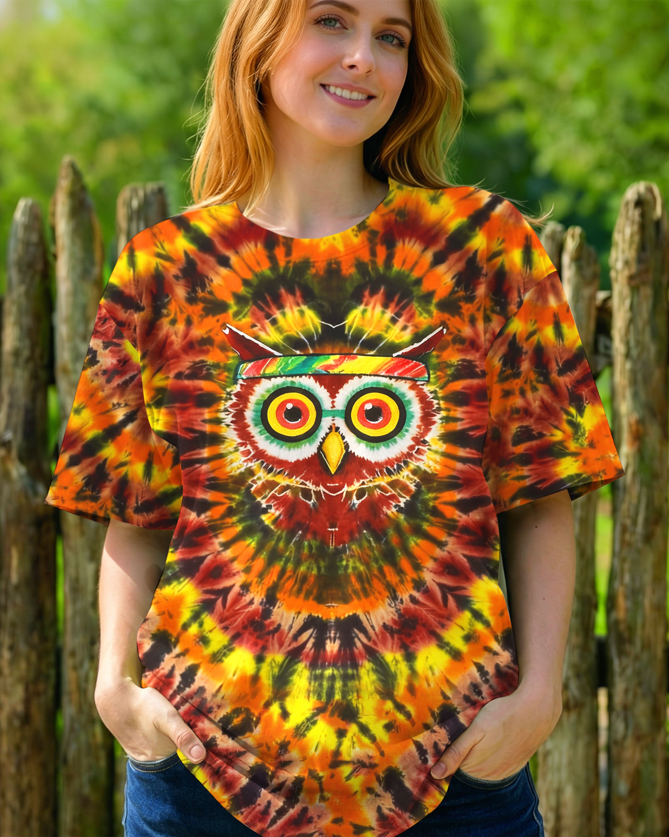 VIVID PSYCHEDELIC OWL ALL OVER PRINT - YHHN2301262