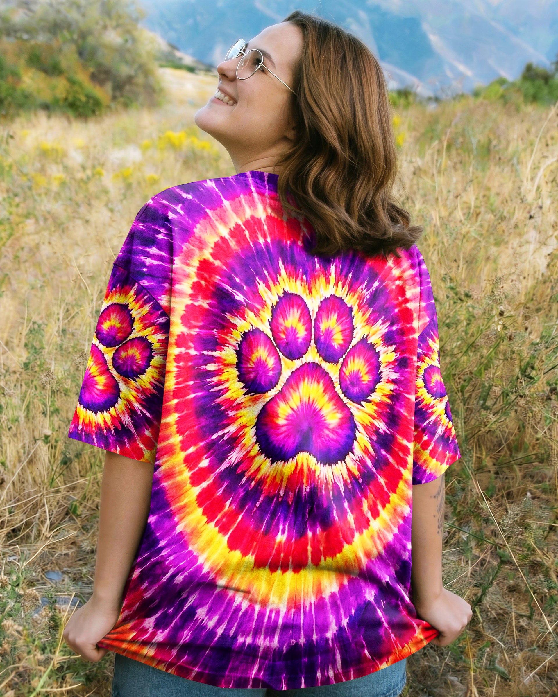 PAW PRINT SUNSET SWIRL ALL OVER PRINT - TLNT2602261