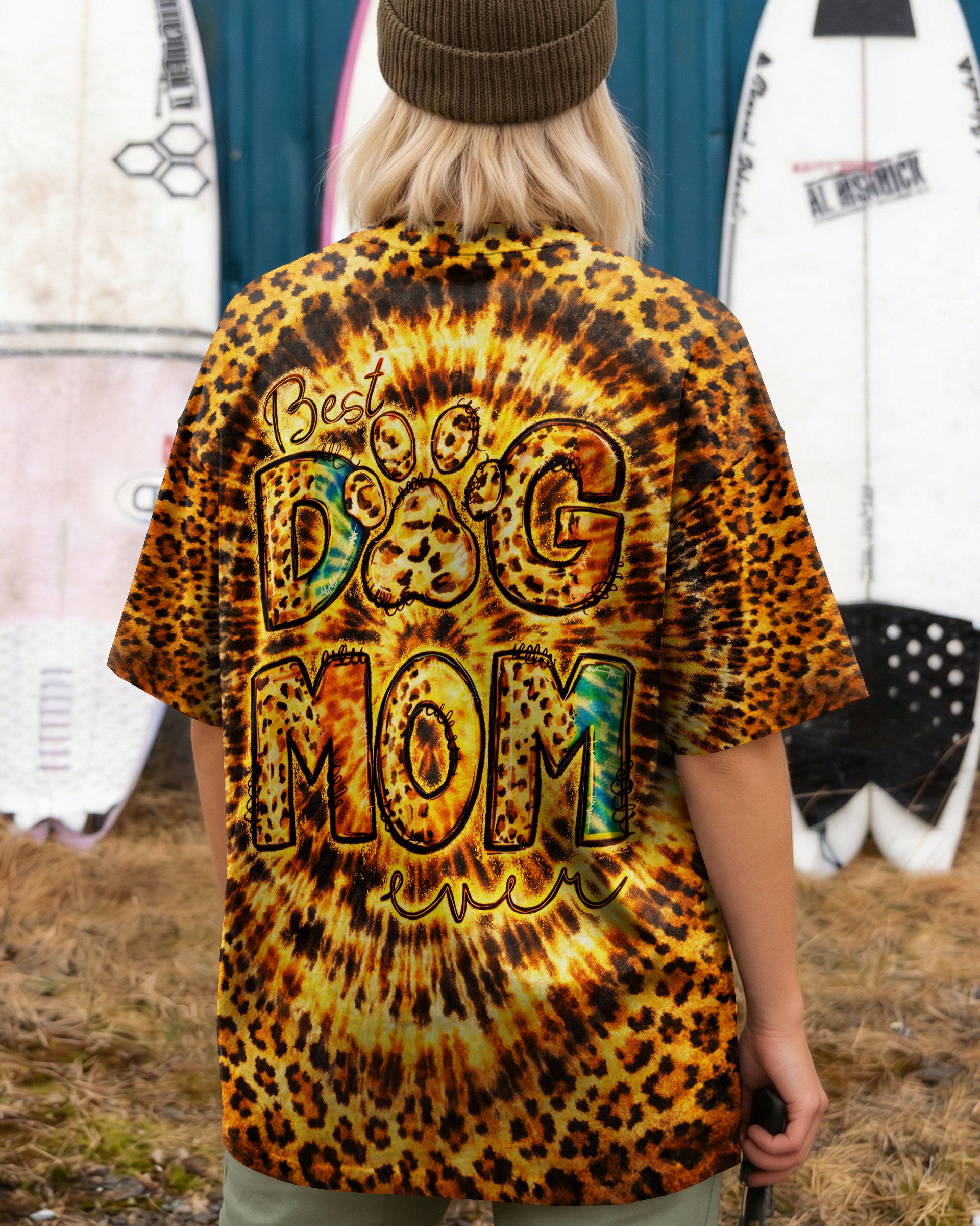 BEST DOG MOM EVER LEOPARD SWIRL ALL OVER PRINT   - TLNT1003261