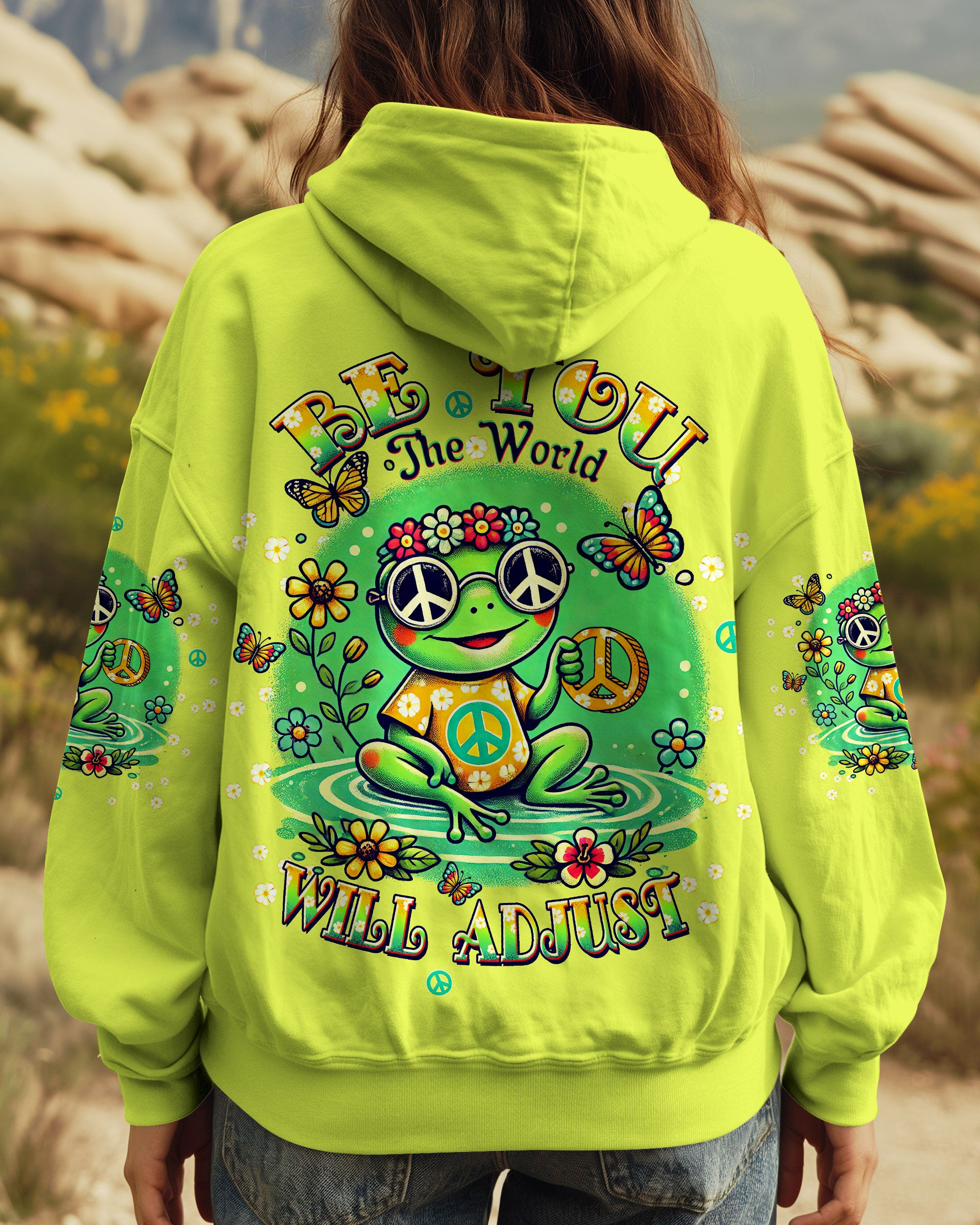 BE YOU THE WORLD WILL ADJUST FROG ALL OVER PRINT - TLTW1309242