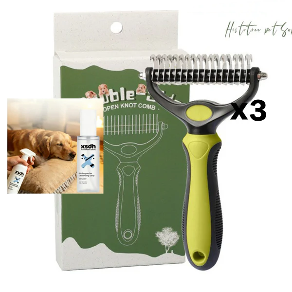 ⏳LAST DAY: Only 9.9￡！🎉 #1 in UK Pet Grooming 2026 🏆Professional Double-Sided Deshedding Brush for Dogs & Cats – Reduces Shedding by 90%💪