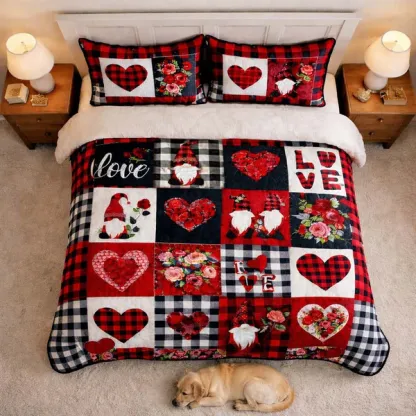 Gnome Love Patchwork Duvet Cover Set GFTOHD13294   