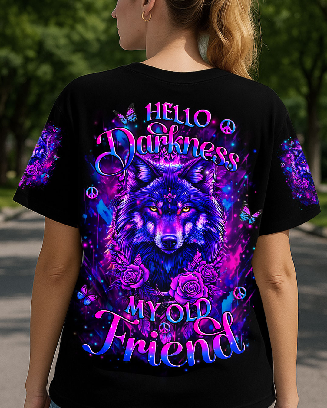 HELLO DARKNESS MY OLD FRIEND WOLF ALL OVER PRINT - YHHN0810254