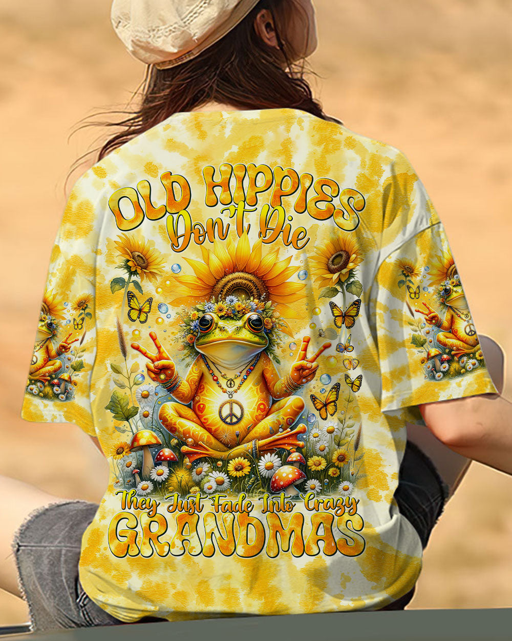 OLD HIPPIES FROG SUNFLOWER ALL OVER PRINT - TLNT3011231