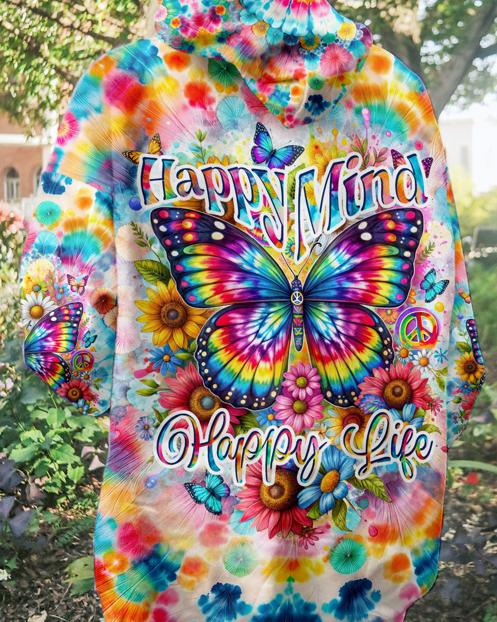 HAPPY MIND HAPPY LIFE BUTTERFLY TIE DYE ALL OVER PRINT - TYTD2401241