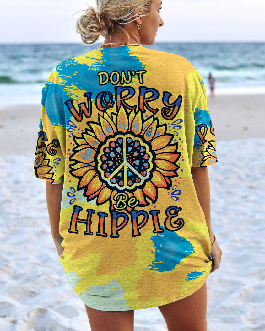 DON'T WORRY BE HIPPIE SUNFLOWER TIE DYE ALL OVER PRINT - TLTR1206231