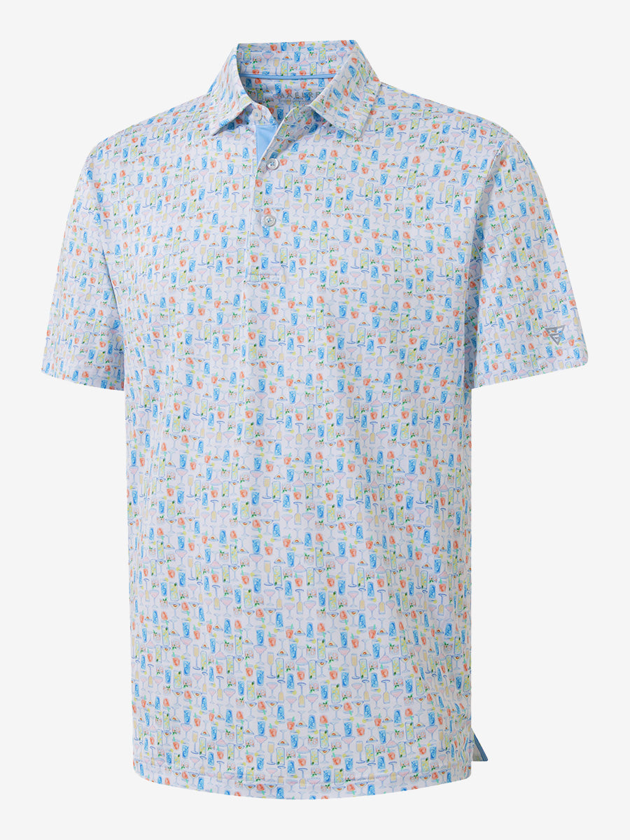 Swing in Style: 4-Way Stretch Performance Printed Golf Polo