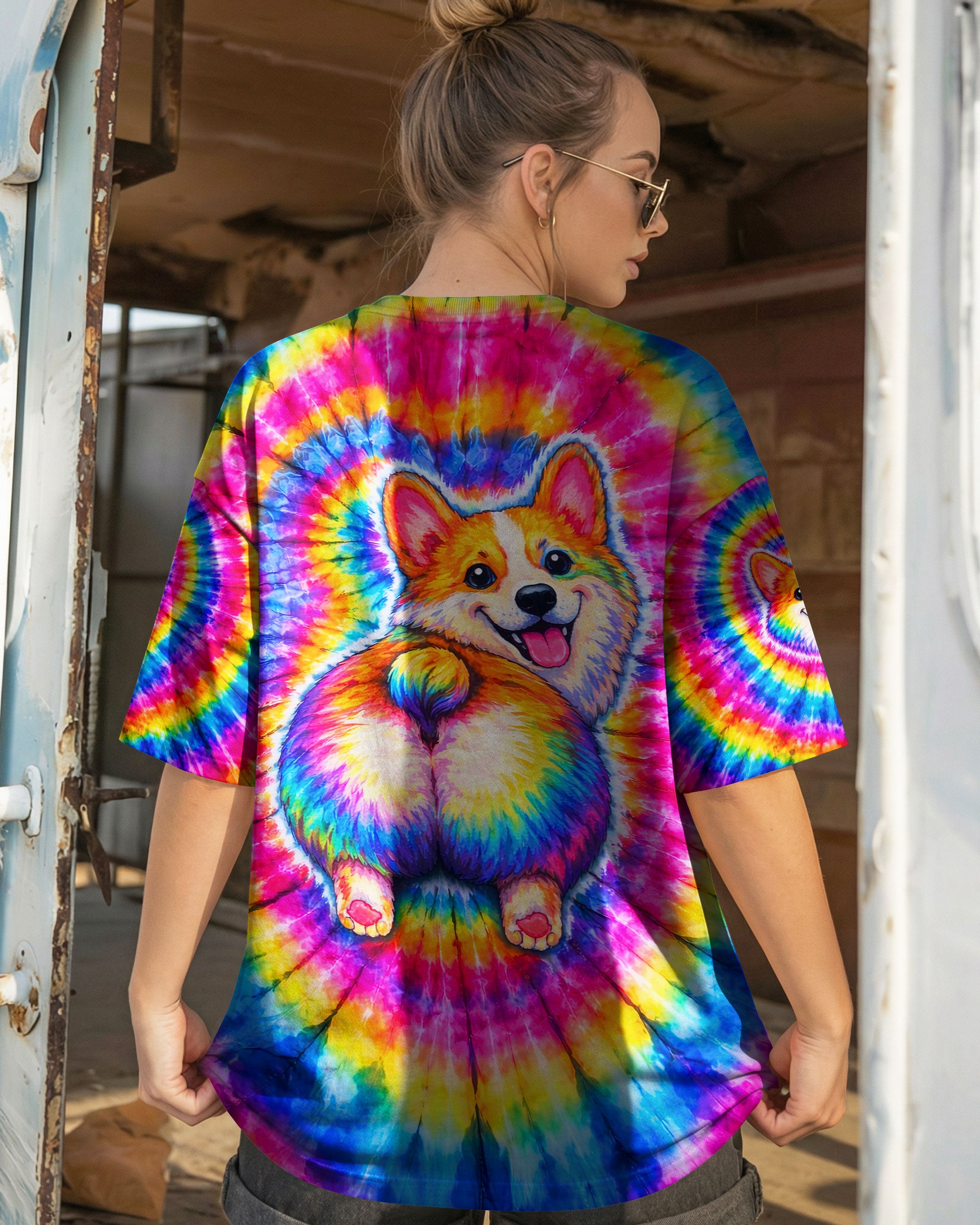 CUTE CORGI COLORFUL SWIRL ALL OVER PRINT   - TLNT1201262