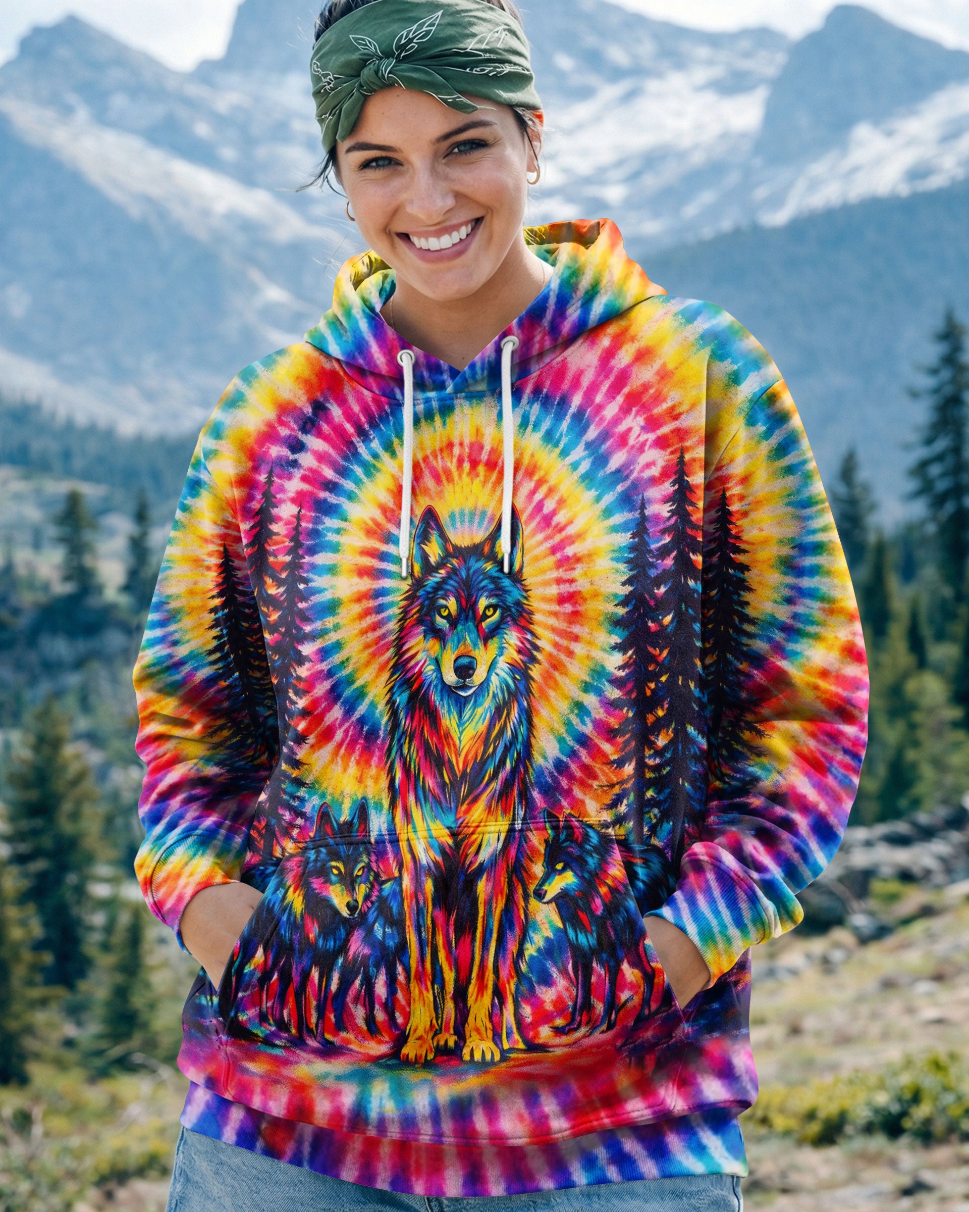 WOLF PACK COLORFUL SWIRL ALL OVER PRINT - TLTW2201261