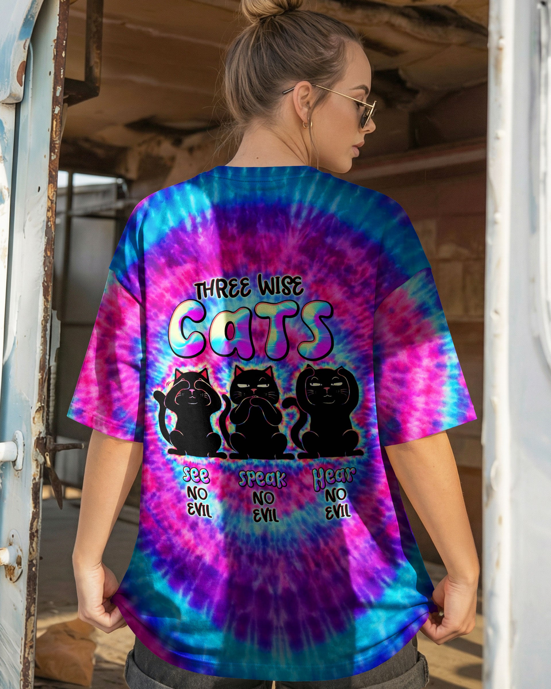 THREE WISE CATS SWIRL ALL OVER PRINT  - TLNT2301261